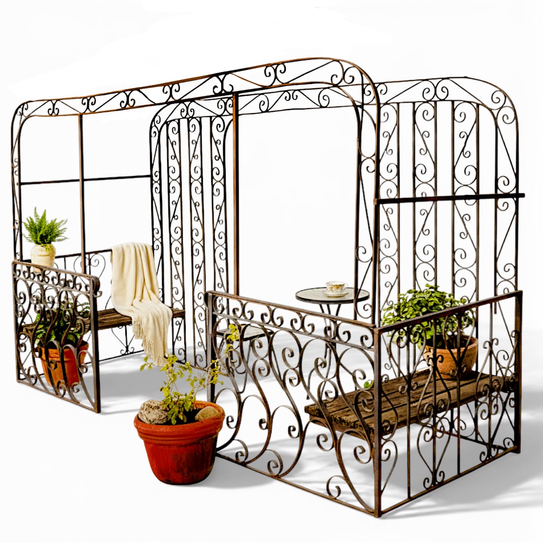 Mid-Century Mediterranean Custom Wrought Iron Garden Pergola 1965 - 2