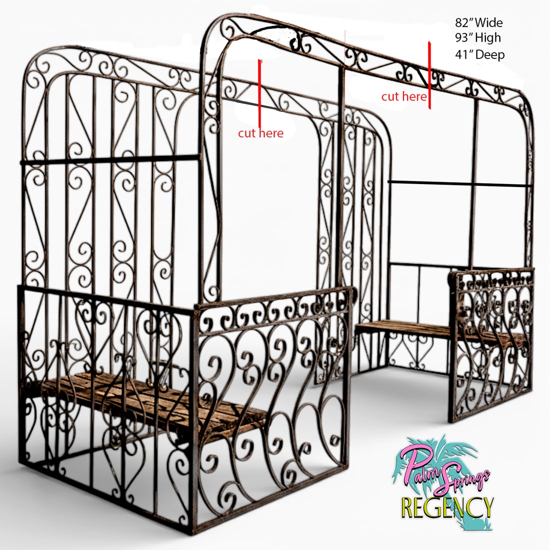 Mid-Century Mediterranean Custom Wrought Iron Garden Pergola 1965 - 3