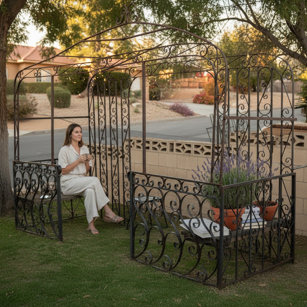 Mid-Century Mediterranean Custom Wrought Iron Garden Pergola 1965 - 4