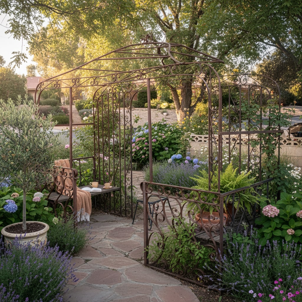 Mid-Century Mediterranean Custom Wrought Iron Garden Pergola 1965 - 5