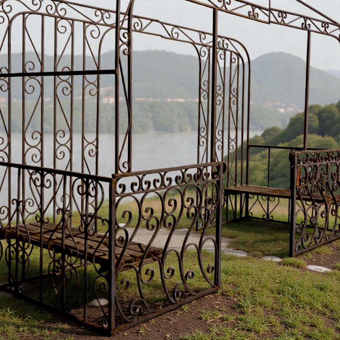 Mid-Century Mediterranean Custom Wrought Iron Garden Pergola 1965 - 8