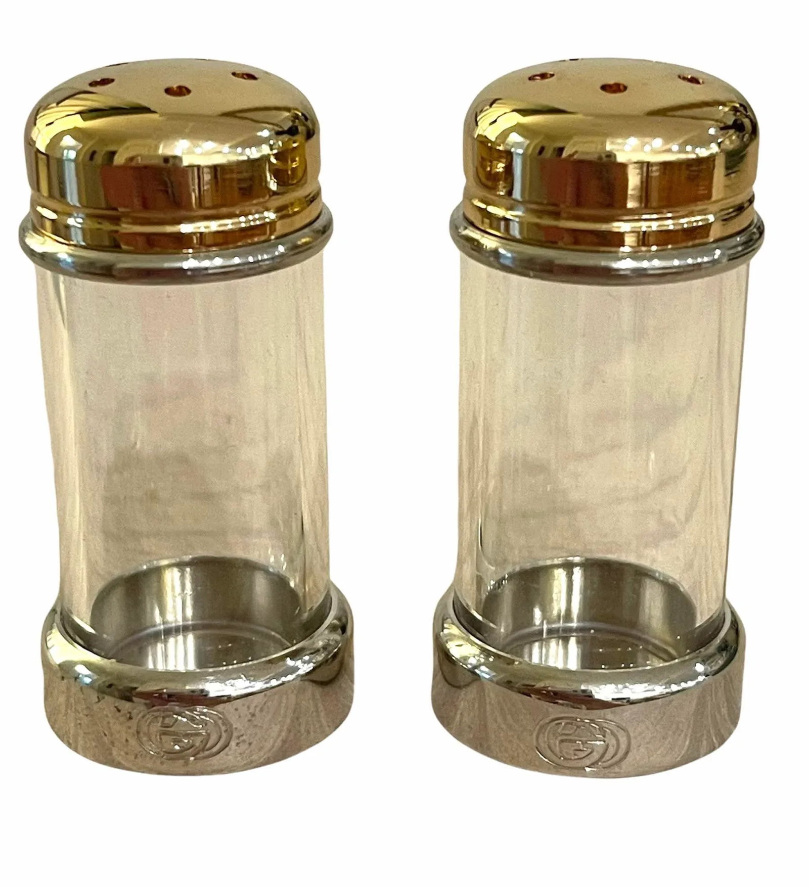 Gucci Silver and Brass Salt and Pepper Shakers - 11