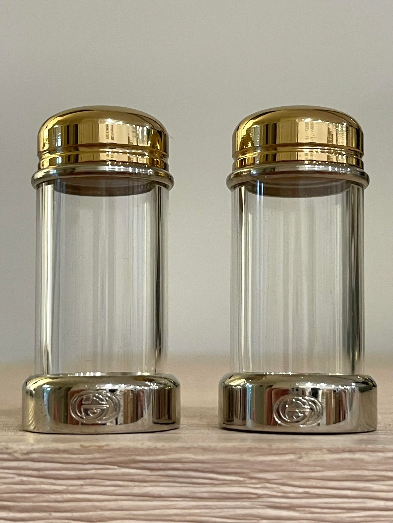 Gucci Silver and Brass Salt and Pepper Shakers - 2