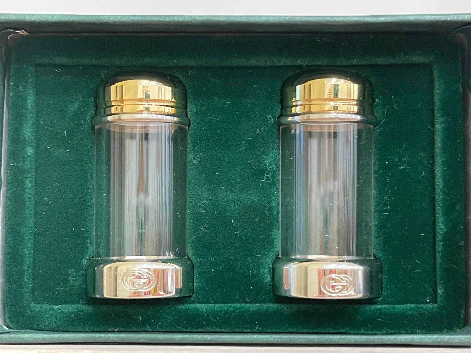 Gucci Silver and Brass Salt and Pepper Shakers - 8
