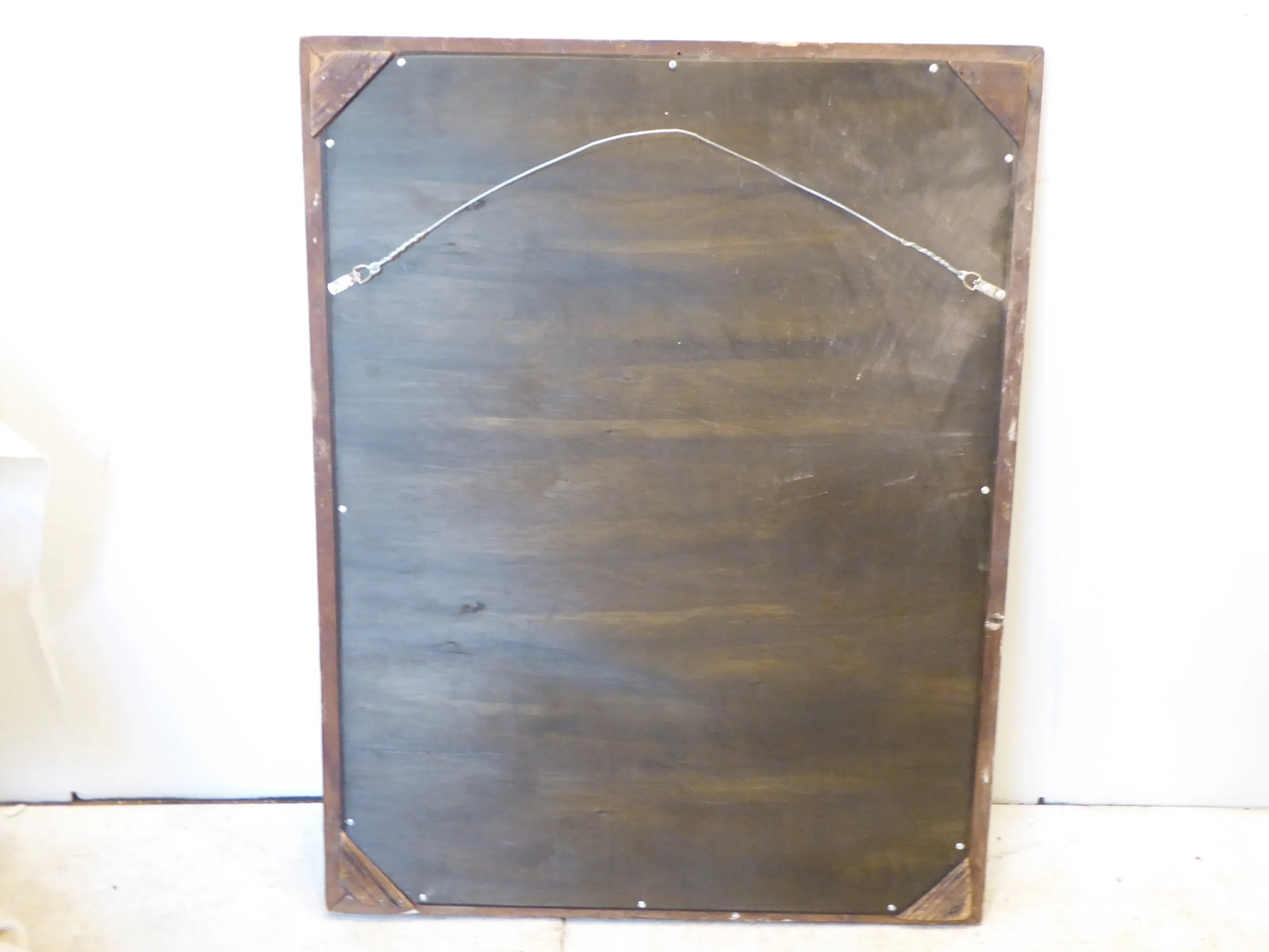 Vintage Brutalist Carved Wood Bronze Tone Mirror - 3