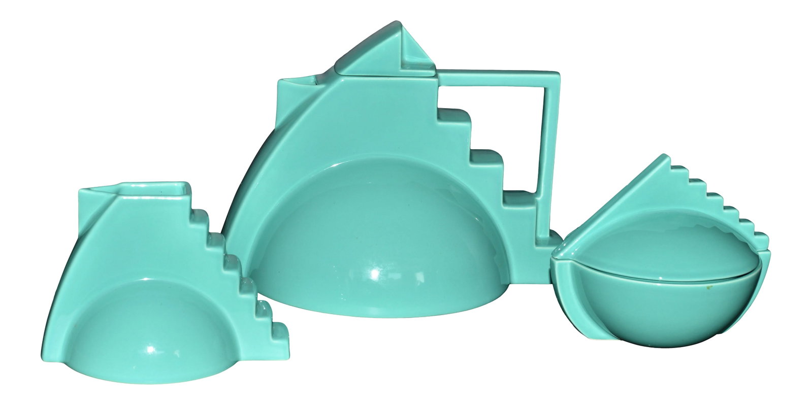 Vintage Salins Studio France Pierre Casenove Turqouise Tea Service Set- 3 Pieces: Salins Studio France Pierre Casenove Turqouise Tea Coffee Set. The Set is Used In Excellent Condition However May Contain Some Faint Scratches, Faint Discoloration For It's Age & Use and should be