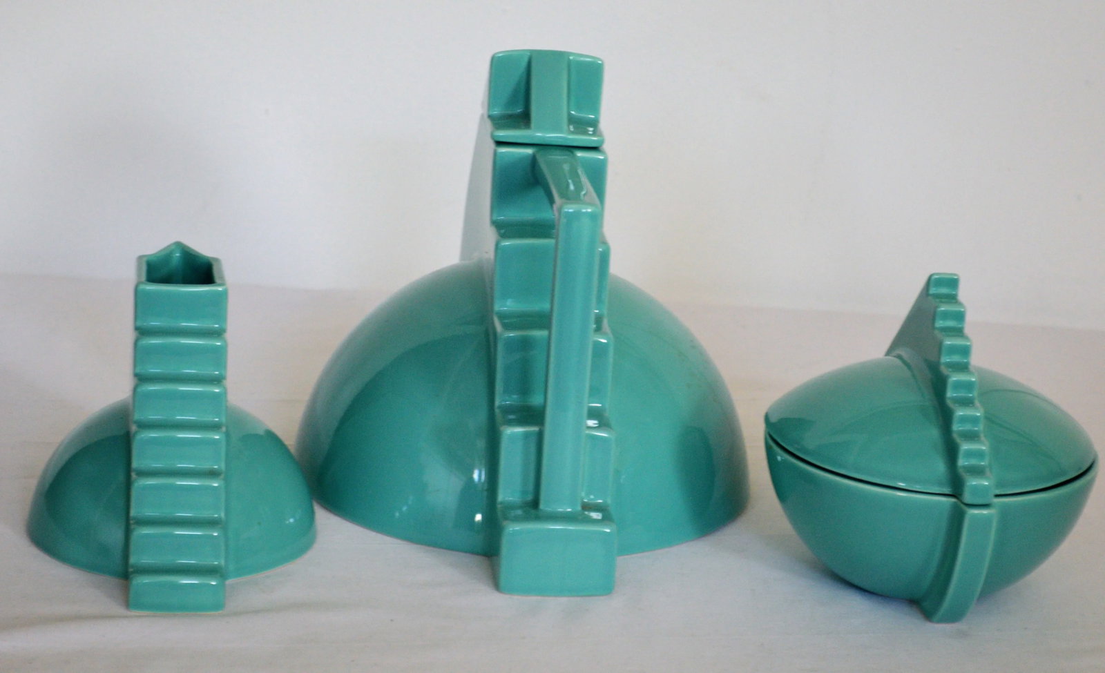 Vintage Salins Studio France Pierre Casenove Turqouise Tea Service Set- 3 Pieces - 3