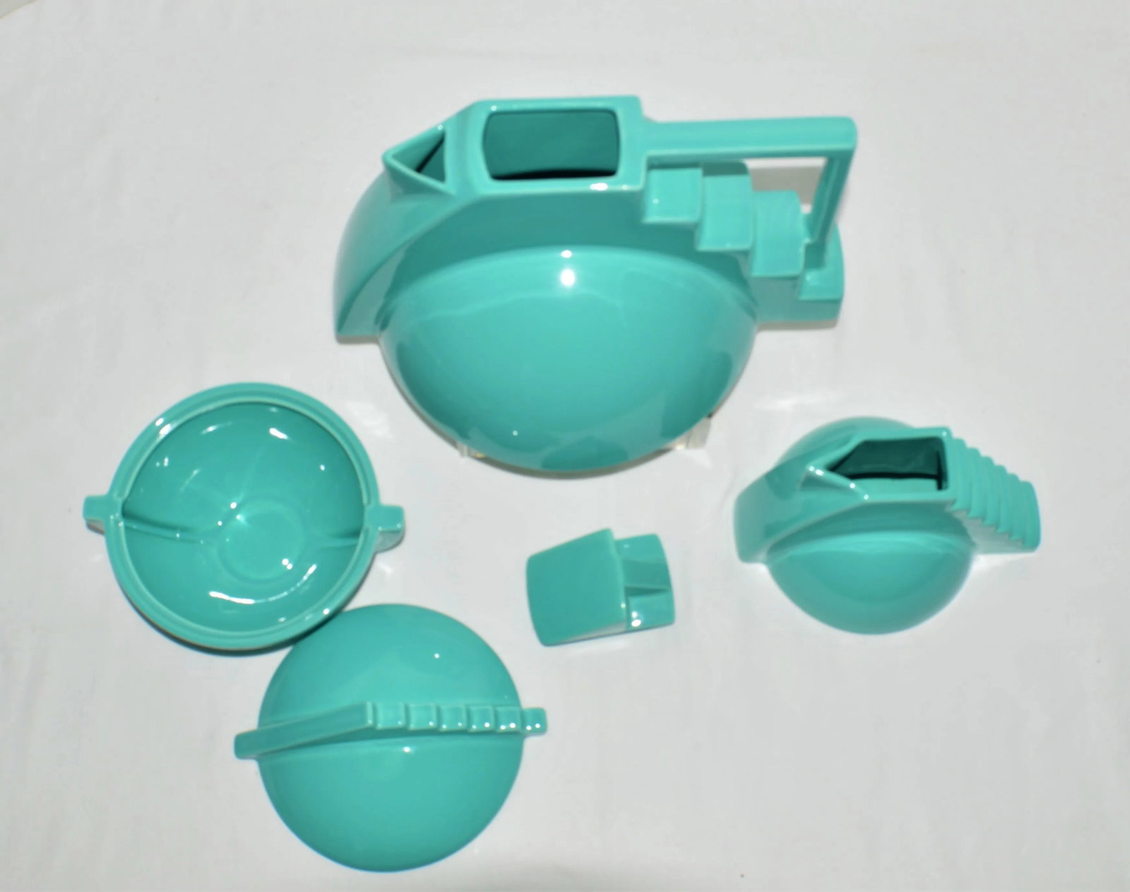 Vintage Salins Studio France Pierre Casenove Turqouise Tea Service Set- 3 Pieces - 4