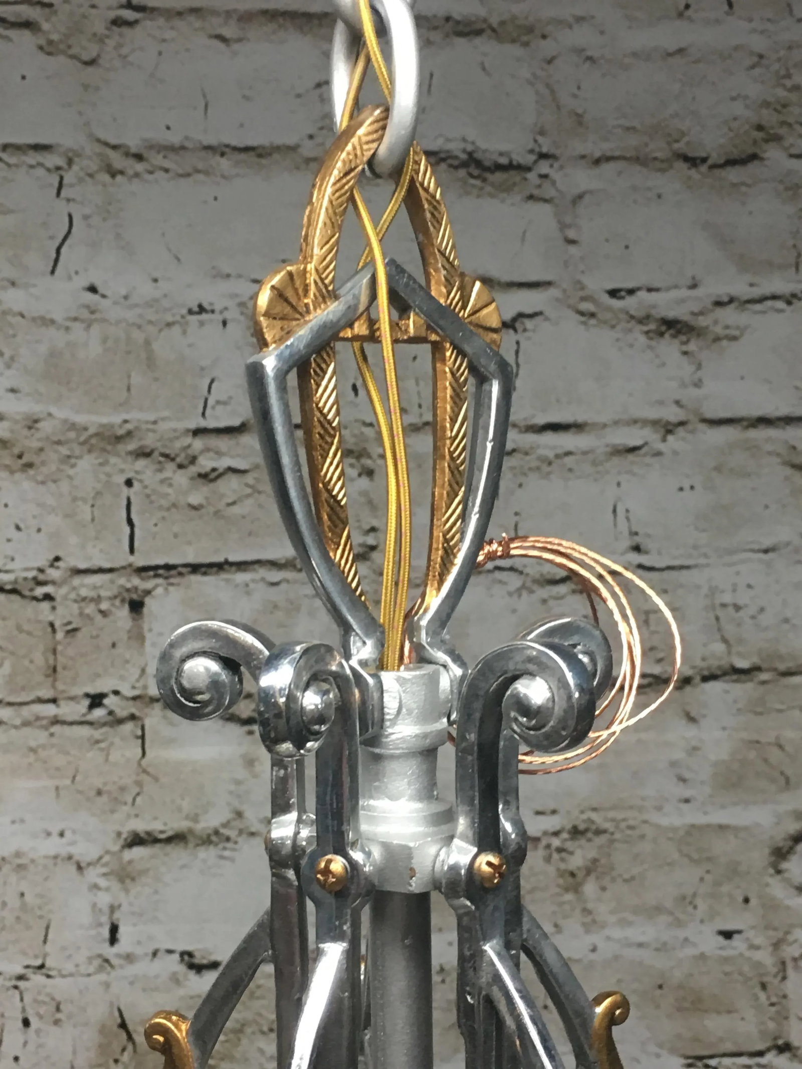 1930s Lincoln Art Deco Slip Shade Chandelier - 3