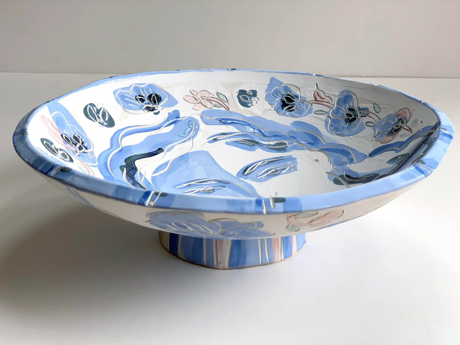 Fleur Blue Contemporary Ceramic Pottery Bowl - 5