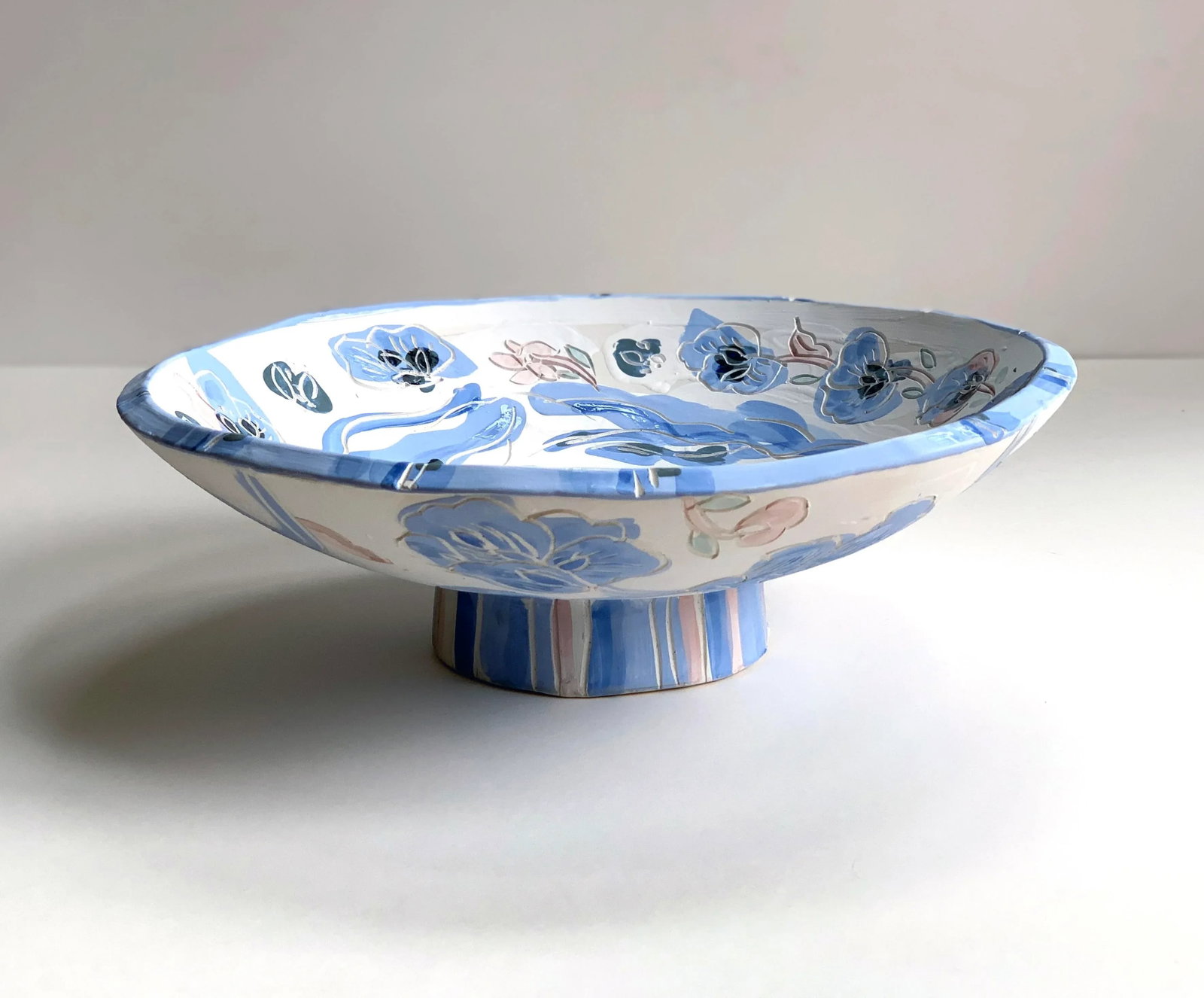 Fleur Blue Contemporary Ceramic Pottery Bowl - 6