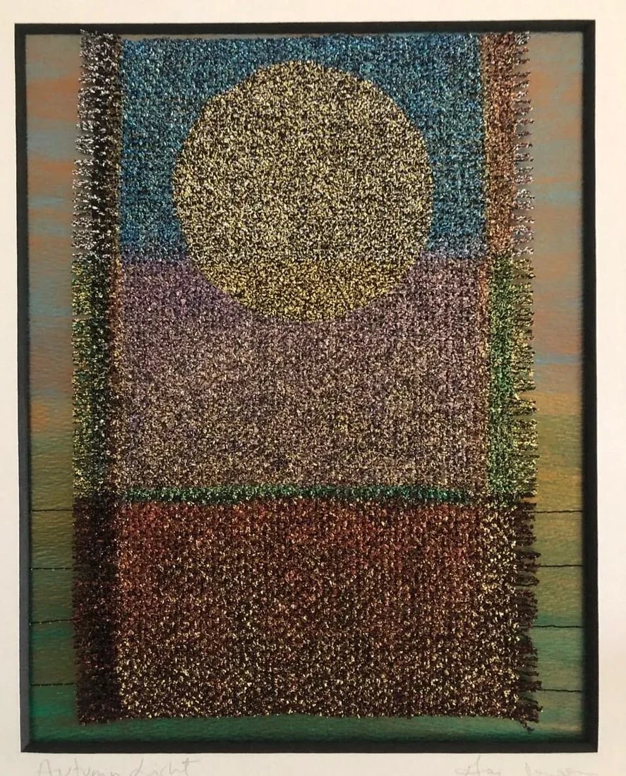 "Autumn Light" Mixed-Media Textile Art by Gay Jensen, Framed - 12