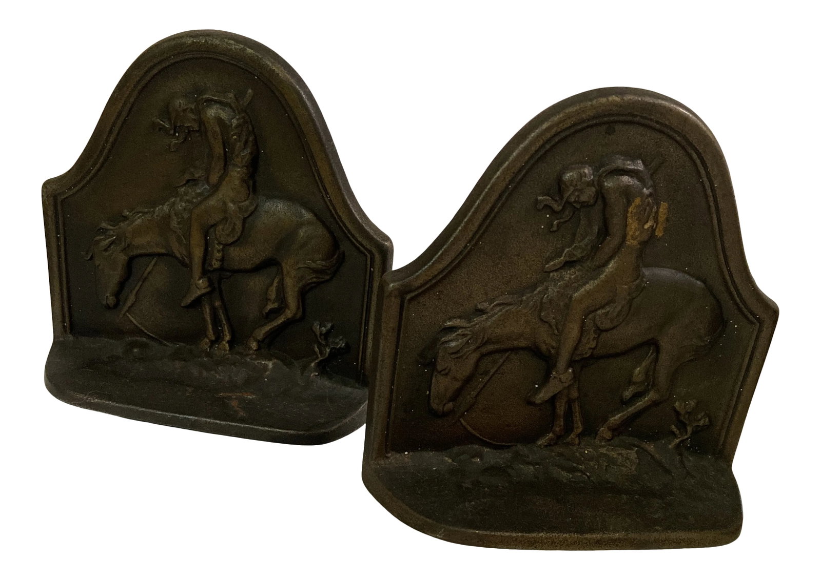 1920s Antique Native American Indian Horse Bookends - a Pair (1 of 6)