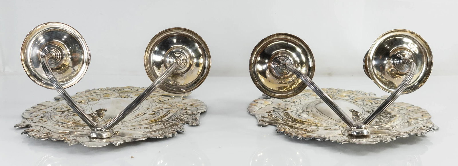 Late 19th Century Dutch or Spanish Silvered Brass Candle Wall Sconces - a Pair - 6
