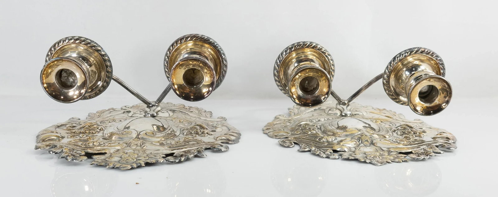 Late 19th Century Dutch or Spanish Silvered Brass Candle Wall Sconces - a Pair - 8