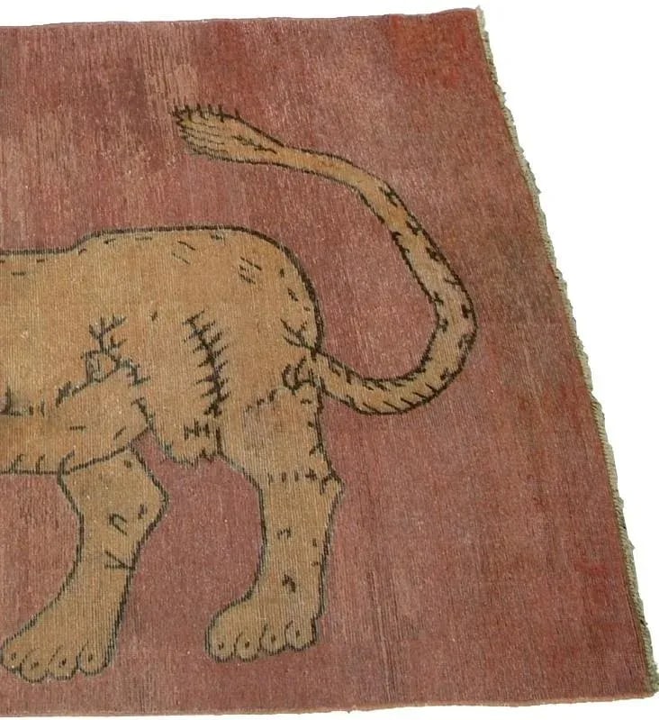 Antique Samarkand Lion Design Rug - 6'6'' X 4'4'' - 6