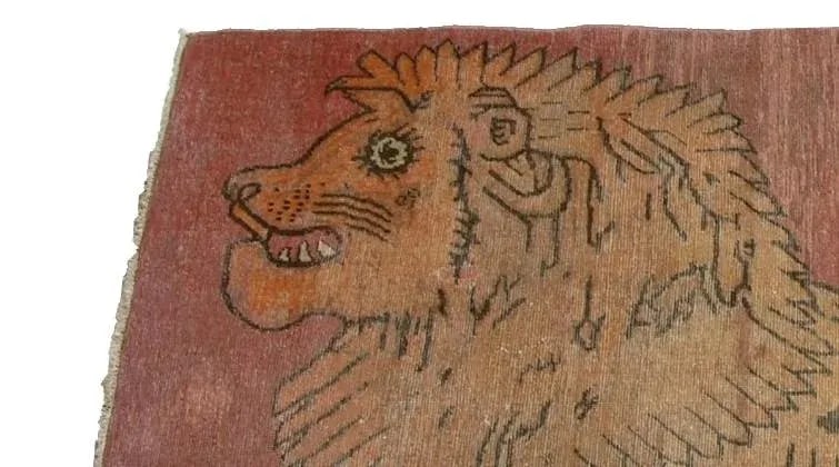 Antique Samarkand Lion Design Rug - 6'6'' X 4'4'' - 7