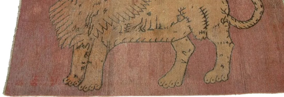 Antique Samarkand Lion Design Rug - 6'6'' X 4'4'' - 8