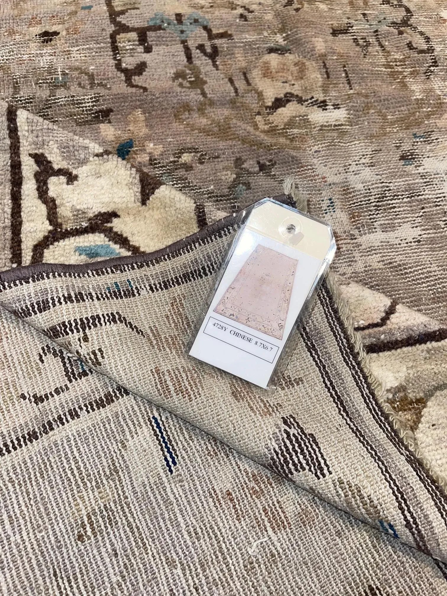 1910s Antique Worn Chinese Rug - 8'6'' X 5'9'' - 4
