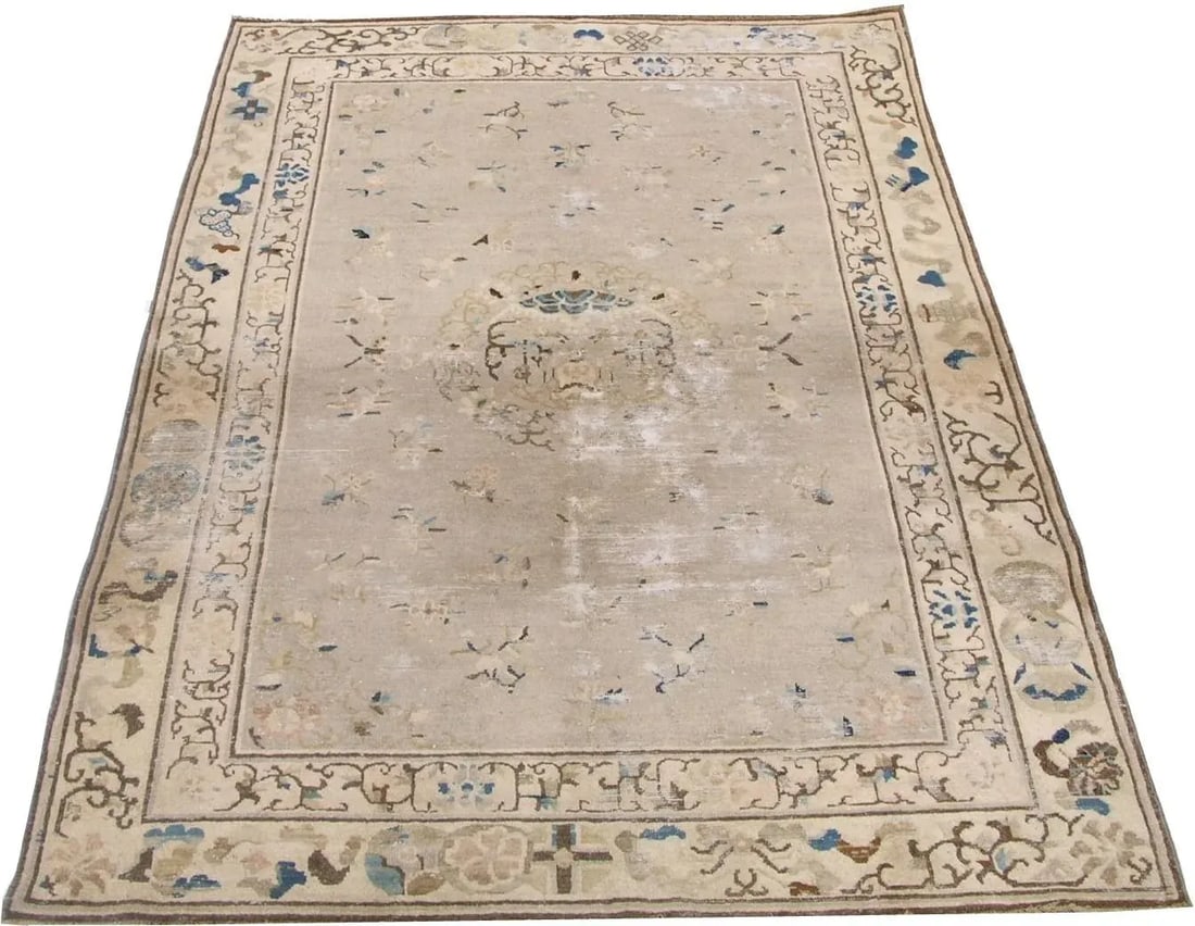 1910s Antique Worn Chinese Rug - 8'6'' X 5'9'' - 8