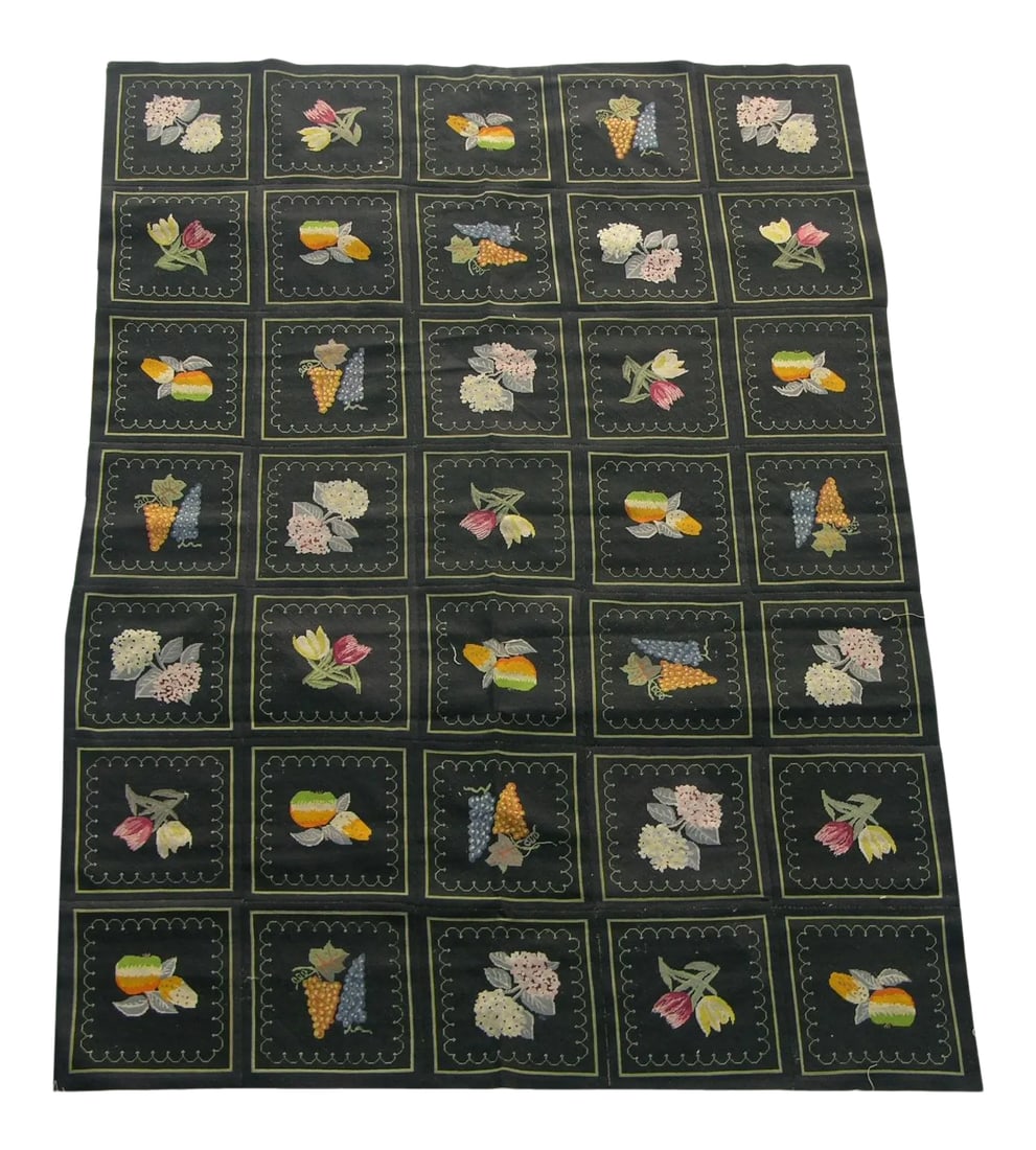 Antique Needlework Floral Design: Needlepoint rugs were created using the traditional needlework weaving technique that is used to make everyday items from furniture to carpets and artwork. However, it has a fascinating history both a
