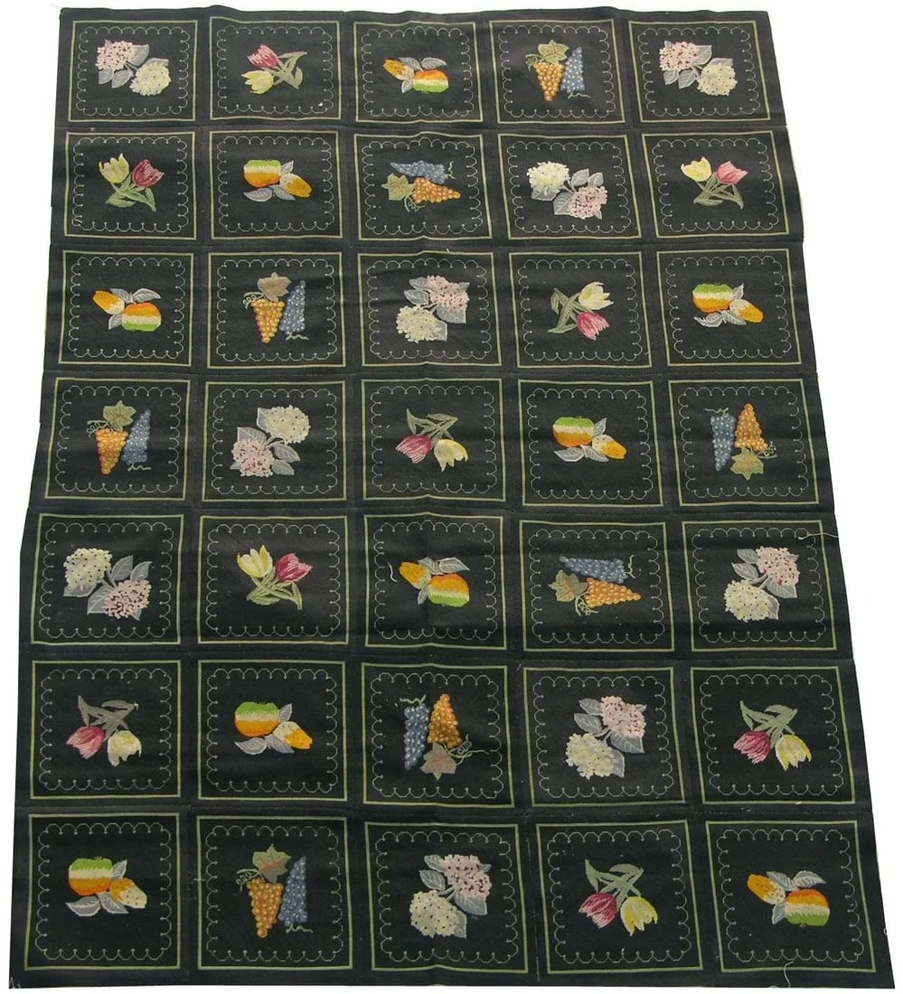 Antique Needlework Floral Design - 9