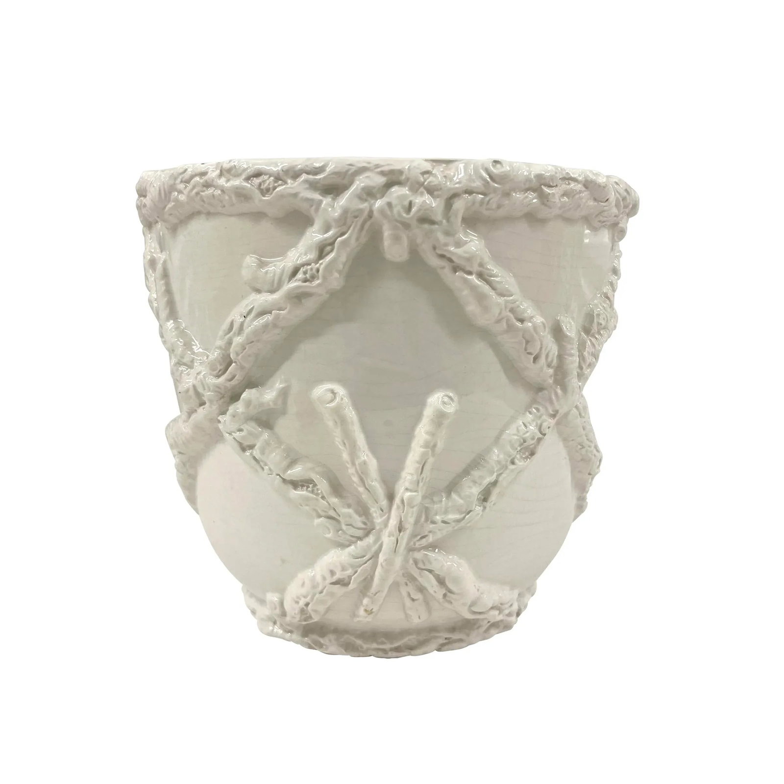 Vintage Italian Porcelain Faux Bois Cachepot - 12