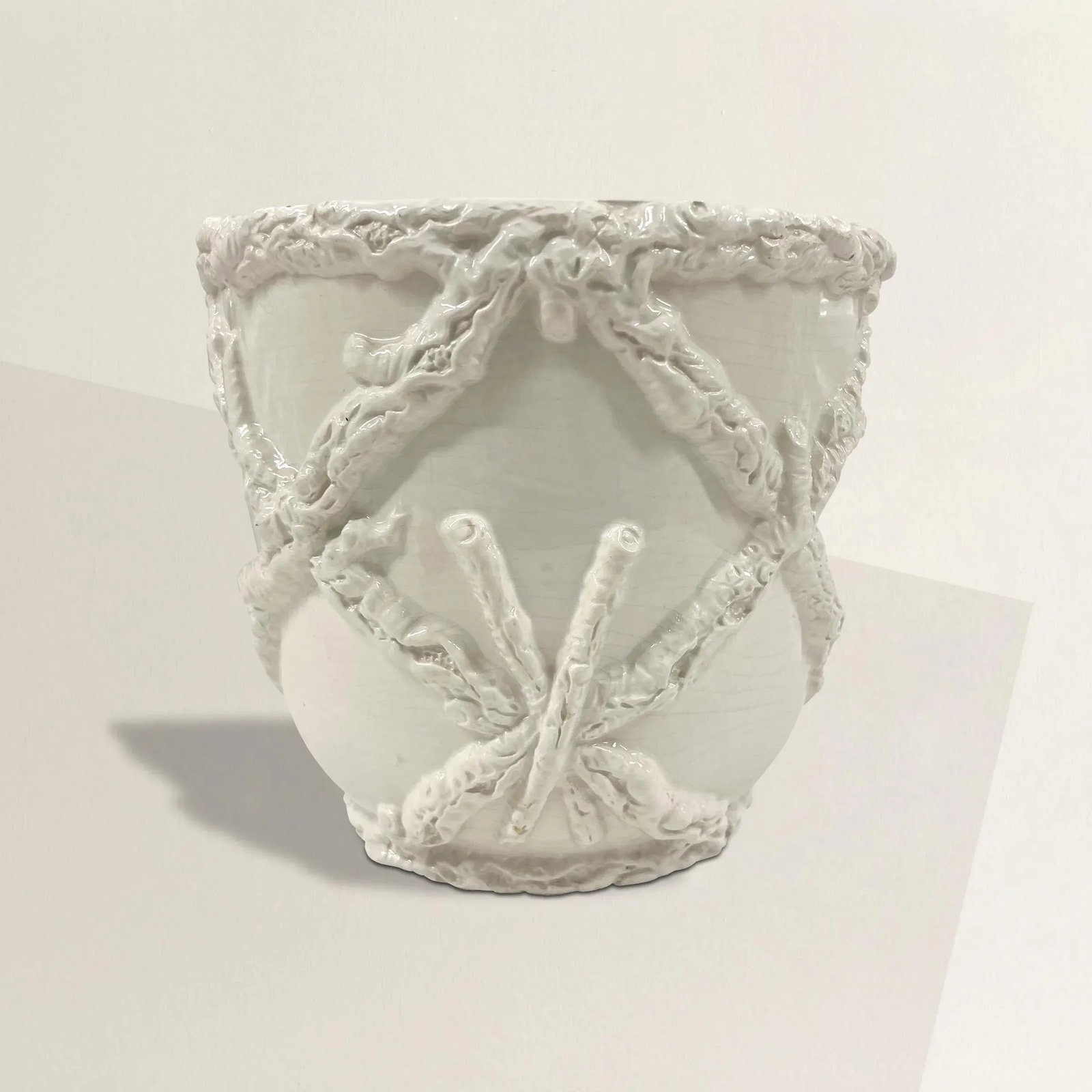 Vintage Italian Porcelain Faux Bois Cachepot - 2