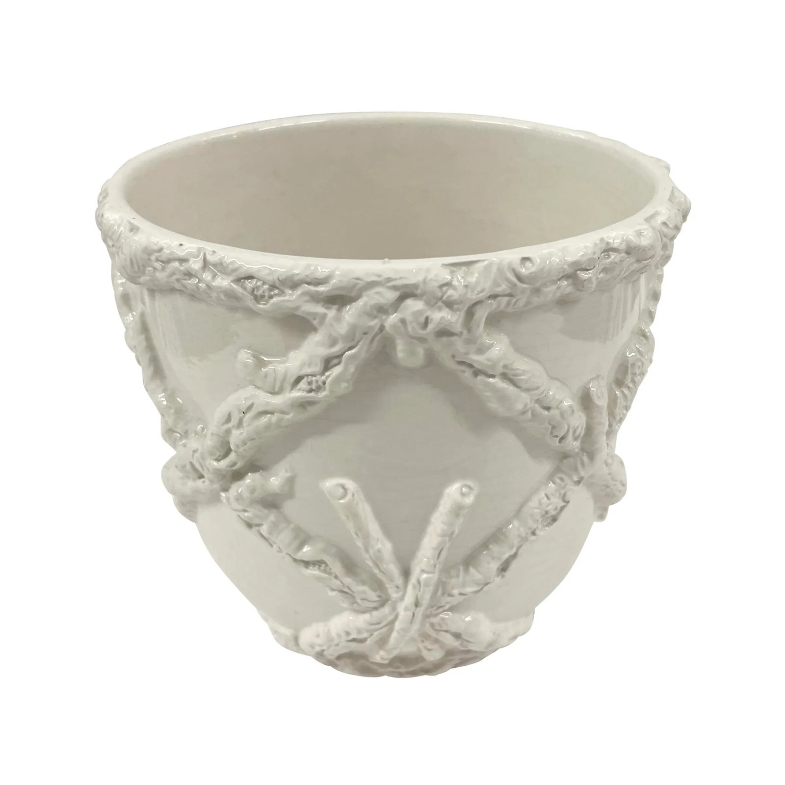 Vintage Italian Porcelain Faux Bois Cachepot - 3