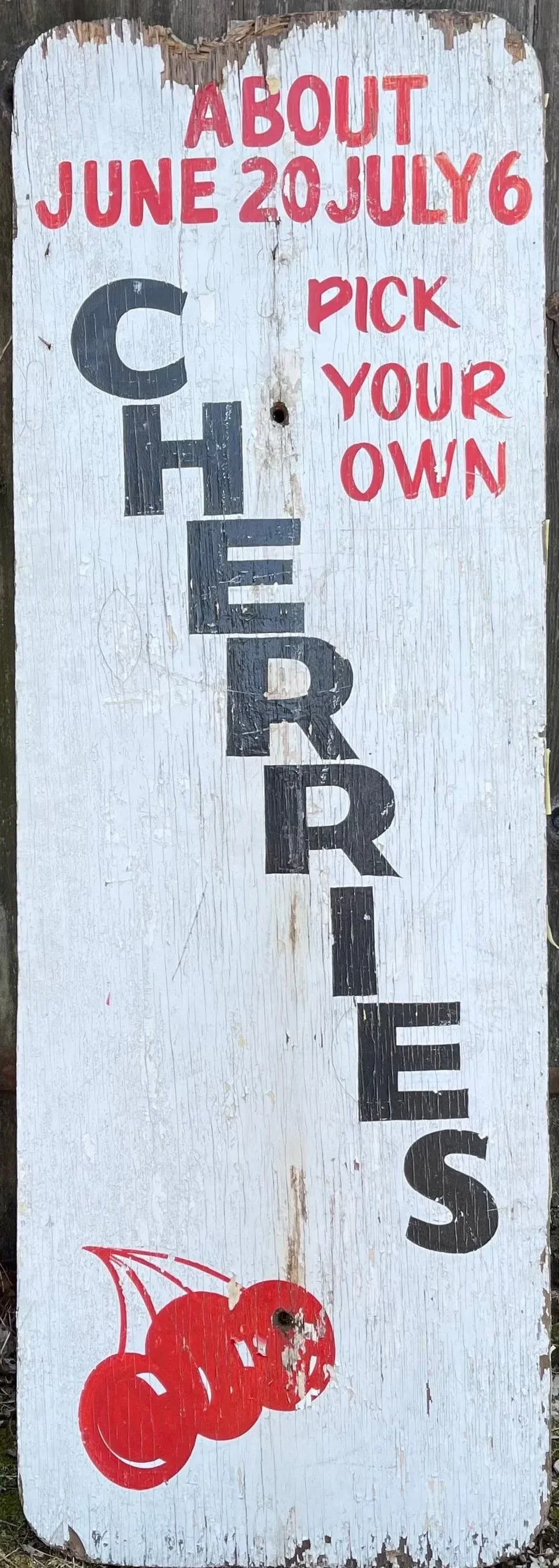 1940s Authentic Rustic 2-Sided Farm Stand Sign Apples Cherries with Patina - 4