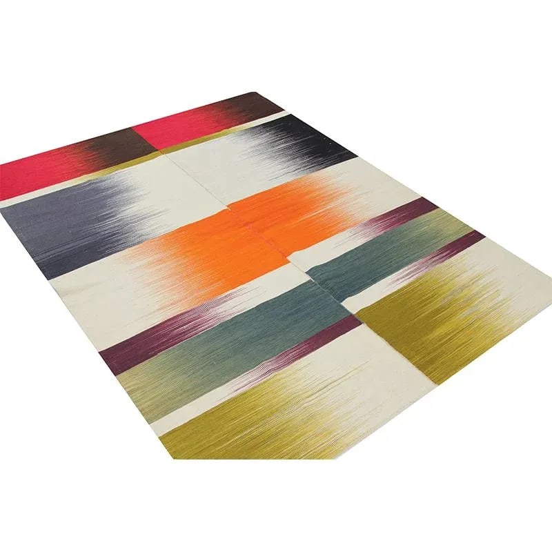 Handwoven Flatweave Scandinavian Style Persian Kilim Area Rug 4'11" X 6'4'' - 7