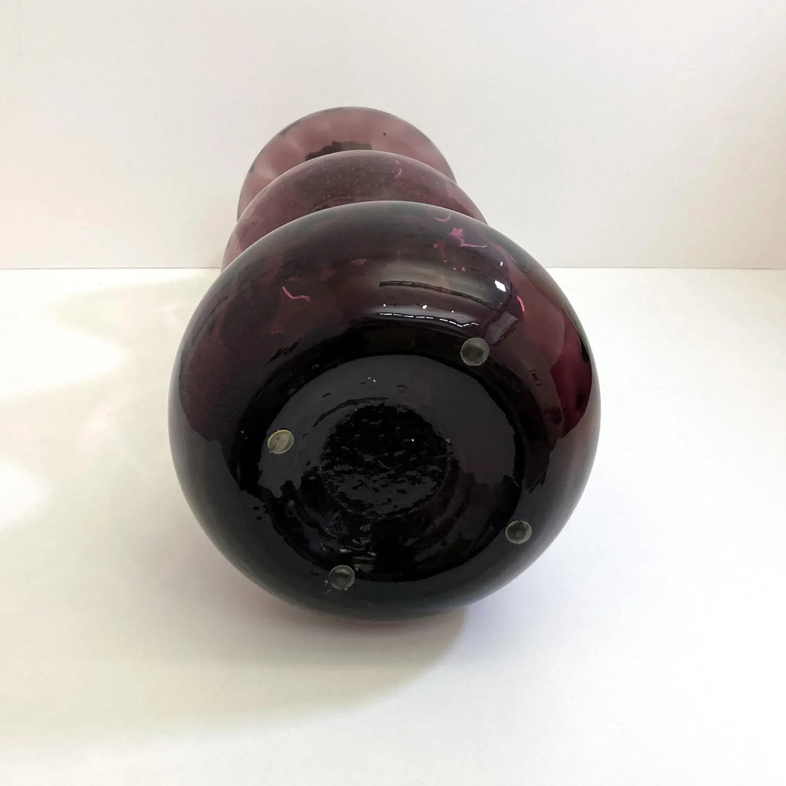 Vintage Italian 1960s Amethyst Ribbed Triple Gurgle Bottle - 5