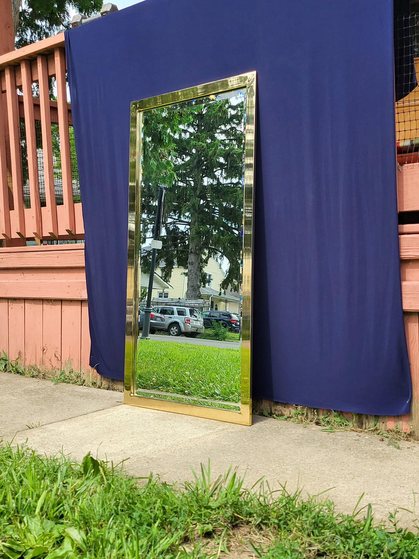 Vintage Glam Hollywood Regency Gold Beveled Wall Mirror - 10