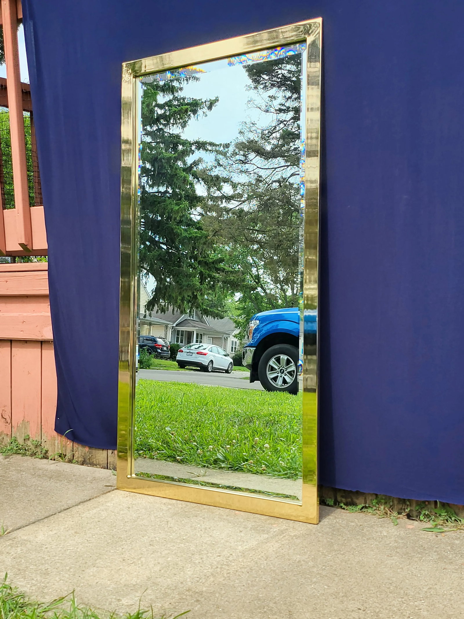 Vintage Glam Hollywood Regency Gold Beveled Wall Mirror - 2