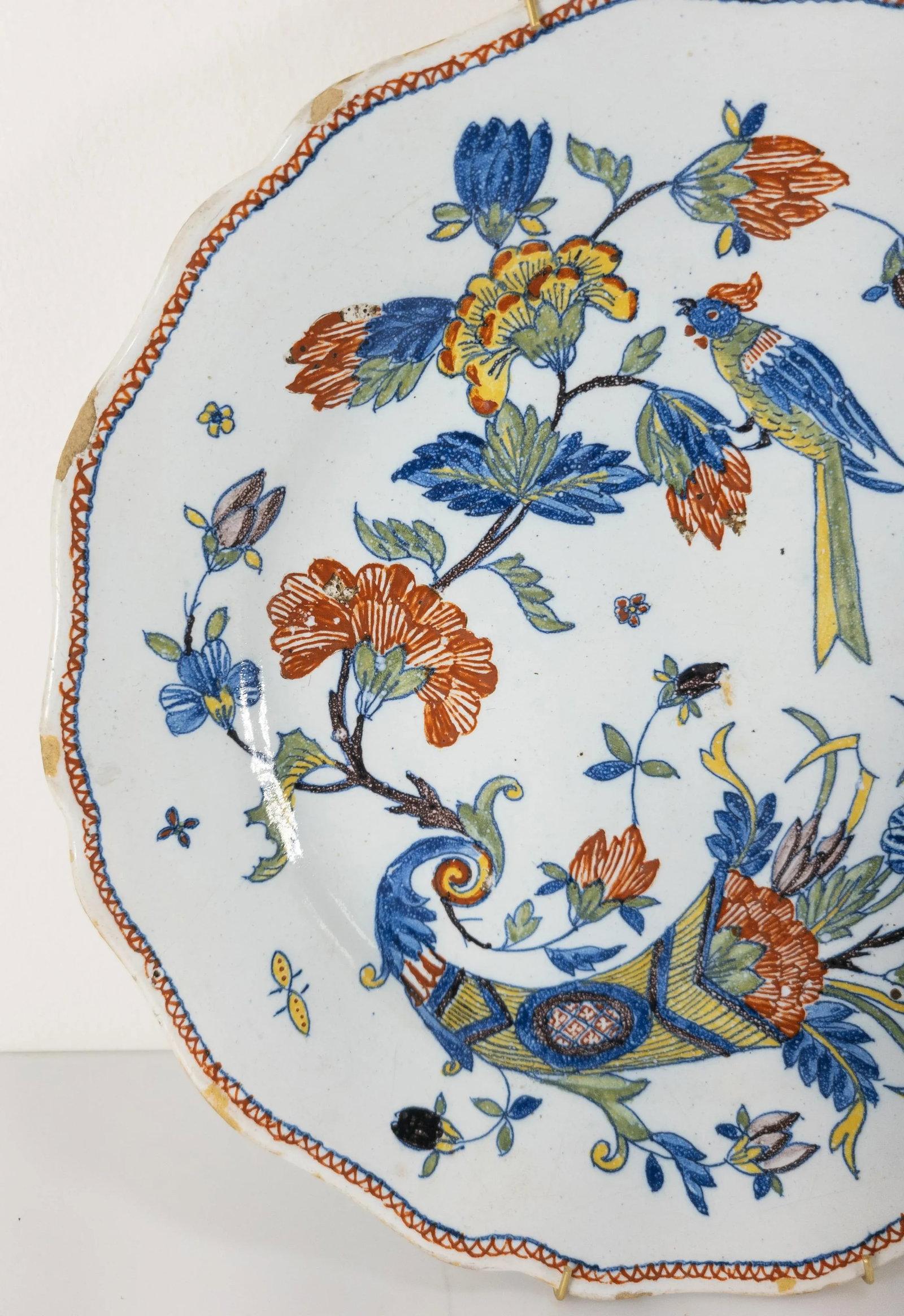 French Decorative Polychrome Delft Faience Plate - 3