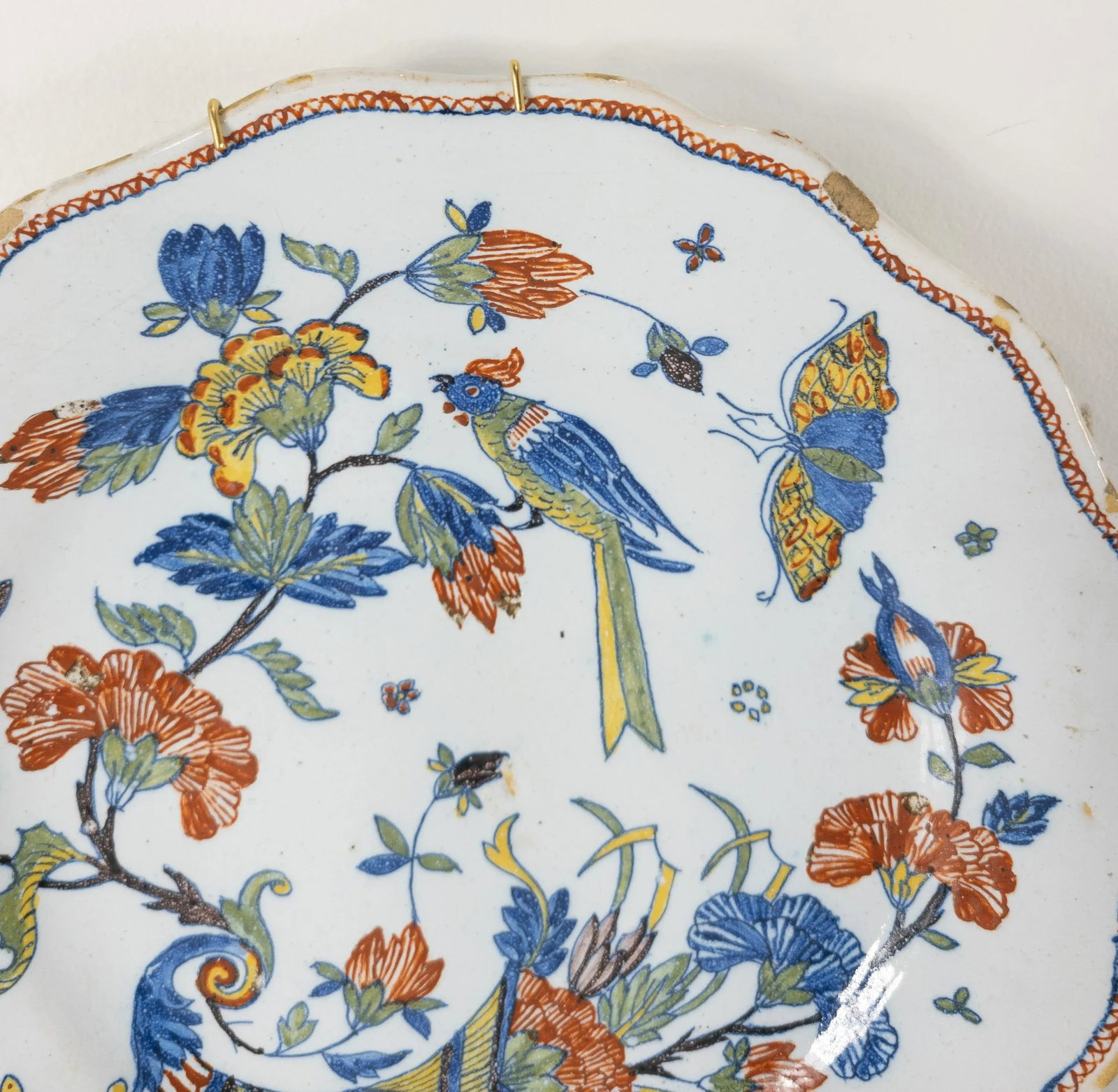 French Decorative Polychrome Delft Faience Plate - 4