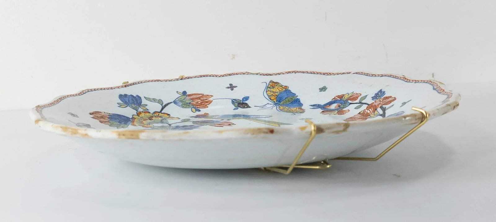 French Decorative Polychrome Delft Faience Plate - 7