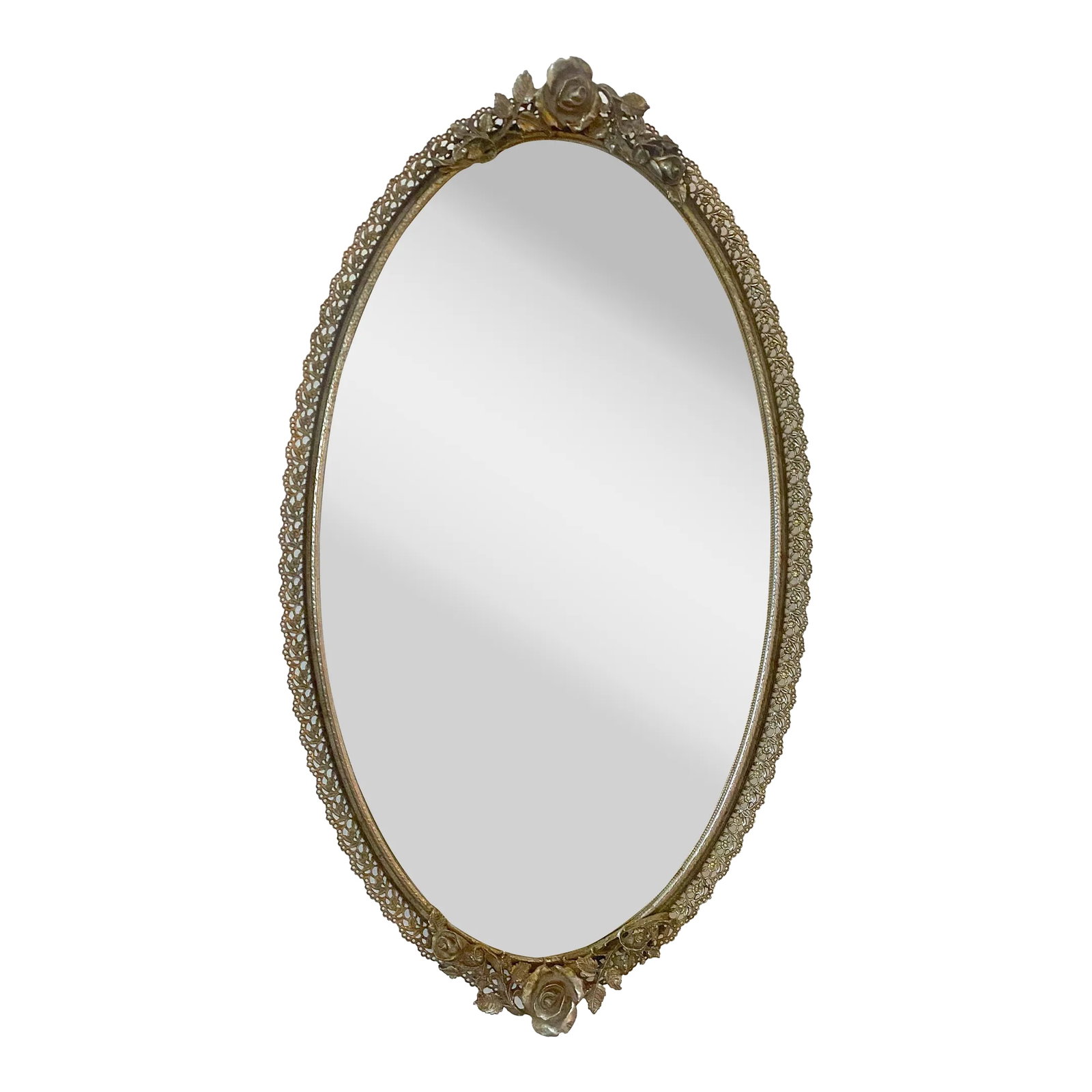 Vintage Victorian Brass and Filigree Mirror (1 of 7)