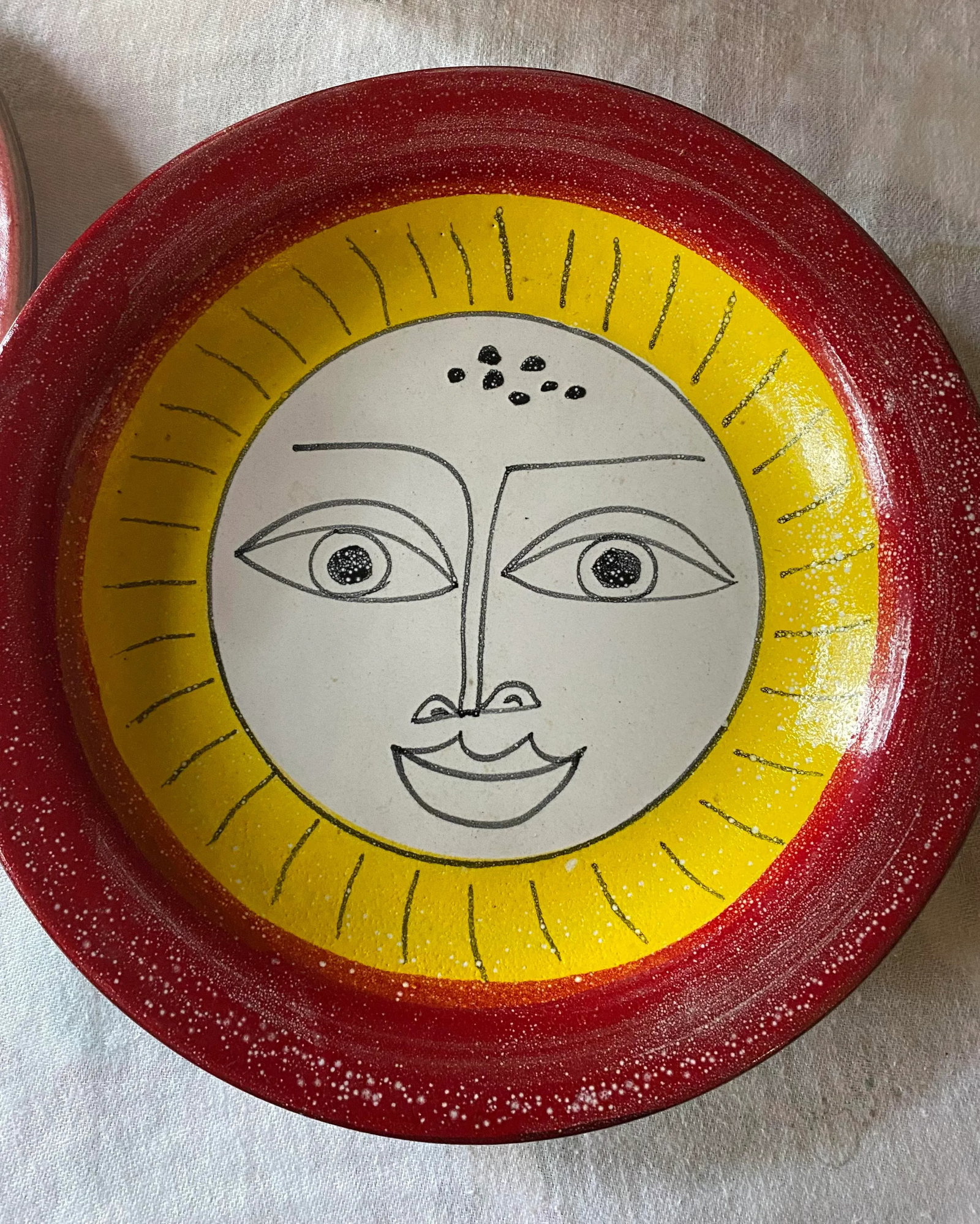 Italian Desimone Hand-Painted Face Plate and Shallow Bowl, 1965, Set/2 - 2