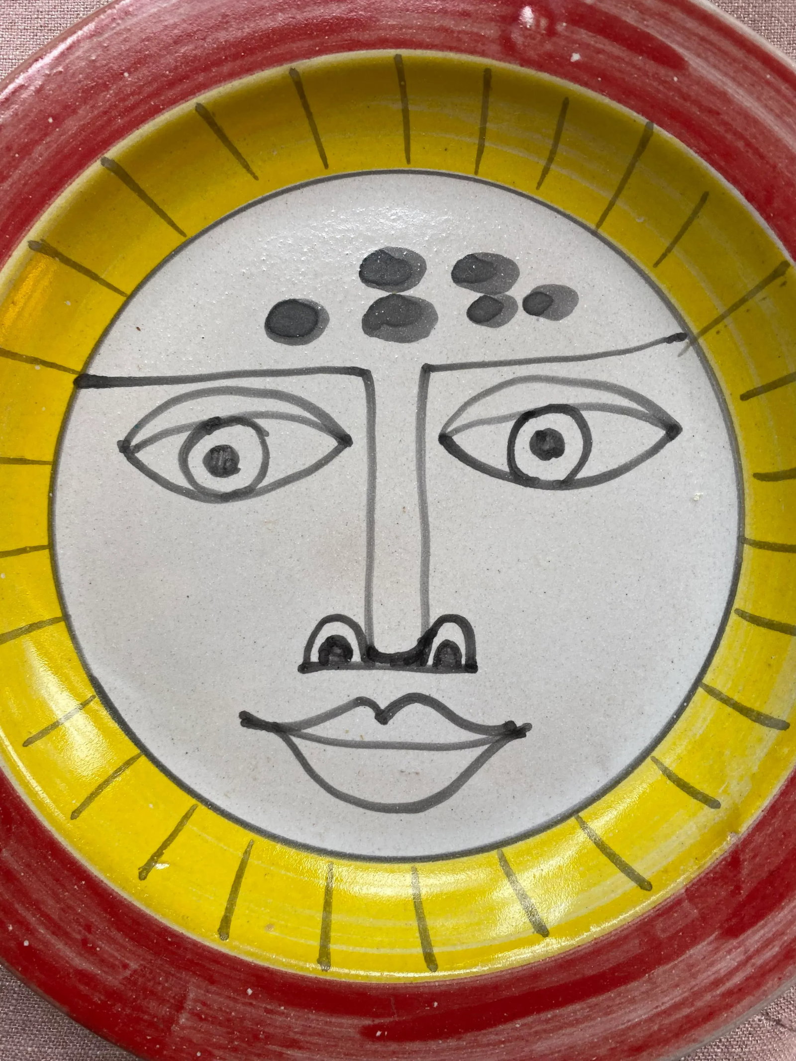 Italian Desimone Hand-Painted Face Plate and Shallow Bowl, 1965, Set/2 - 4