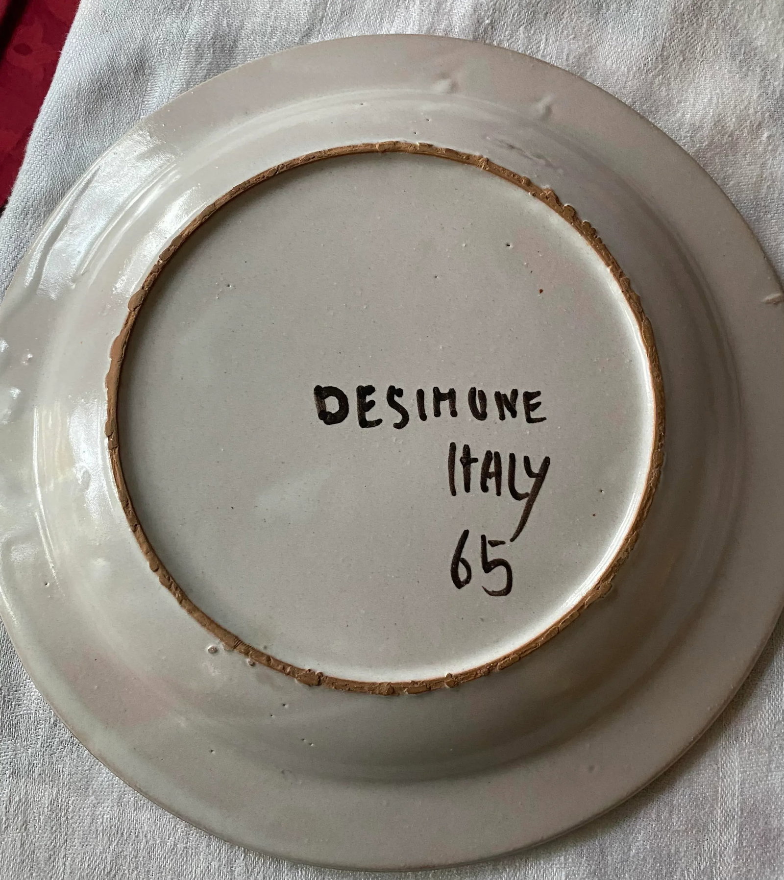 Italian Desimone Hand-Painted Face Plate and Shallow Bowl, 1965, Set/2 - 5
