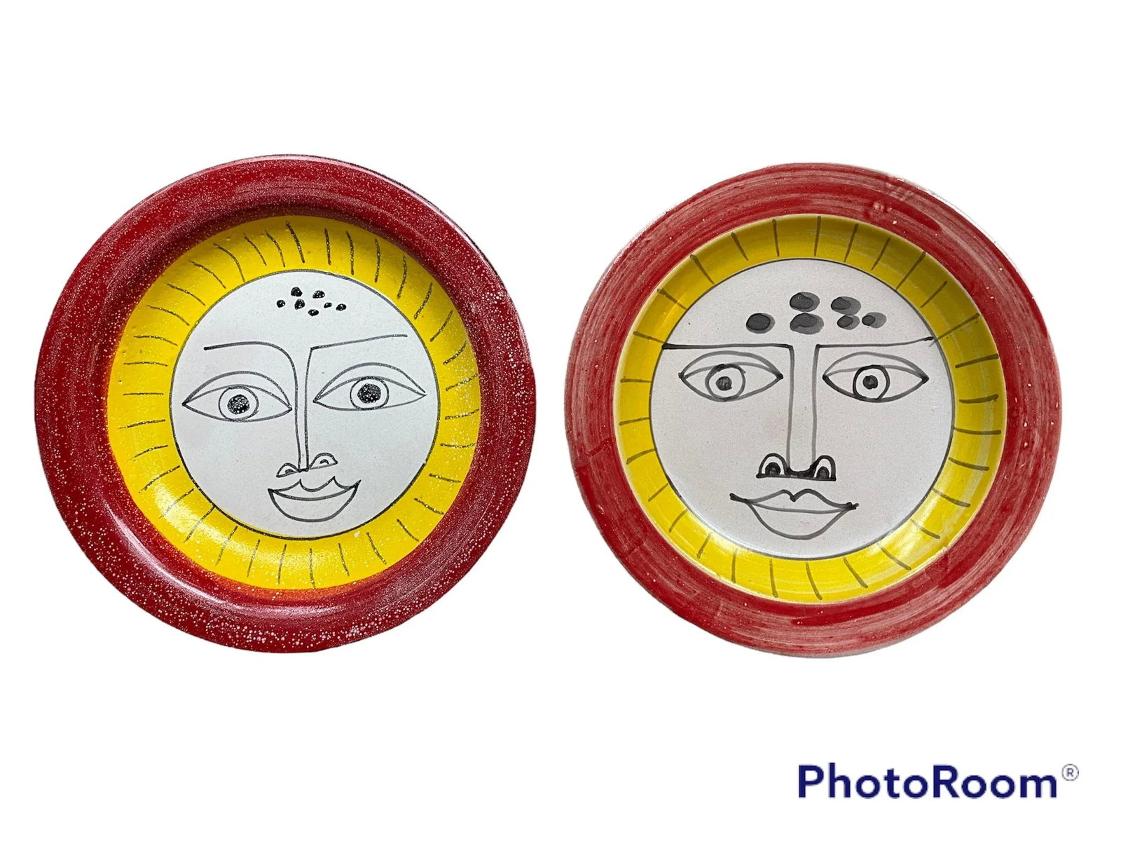 Italian Desimone Hand-Painted Face Plate and Shallow Bowl, 1965, Set/2 - 6