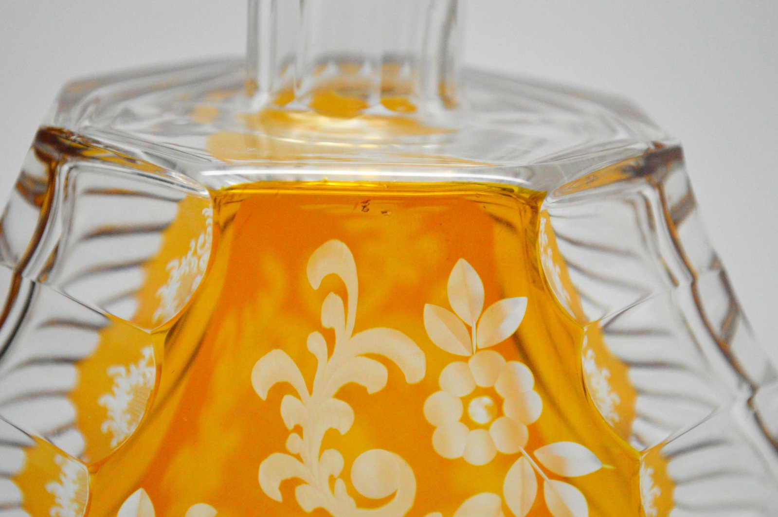 Czech Bohemian Style of Karl Palda Amber Glass Decanter Liquor Set - 6 Pieces - 11