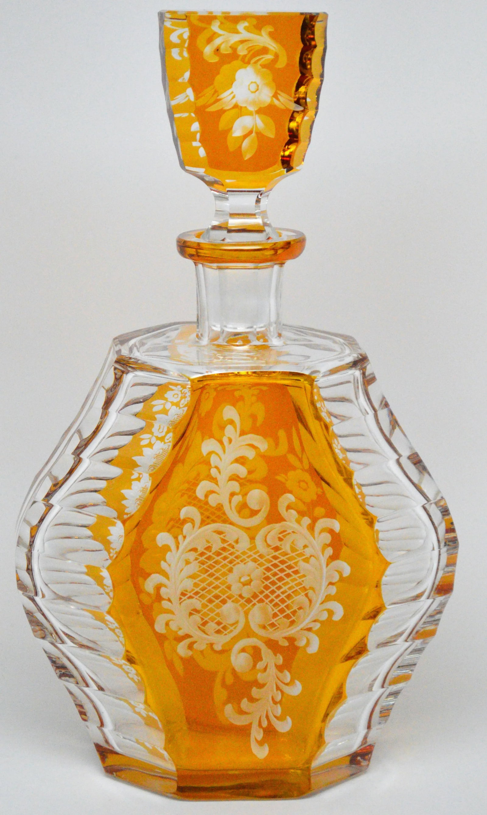 Czech Bohemian Style of Karl Palda Amber Glass Decanter Liquor Set - 6 Pieces - 2