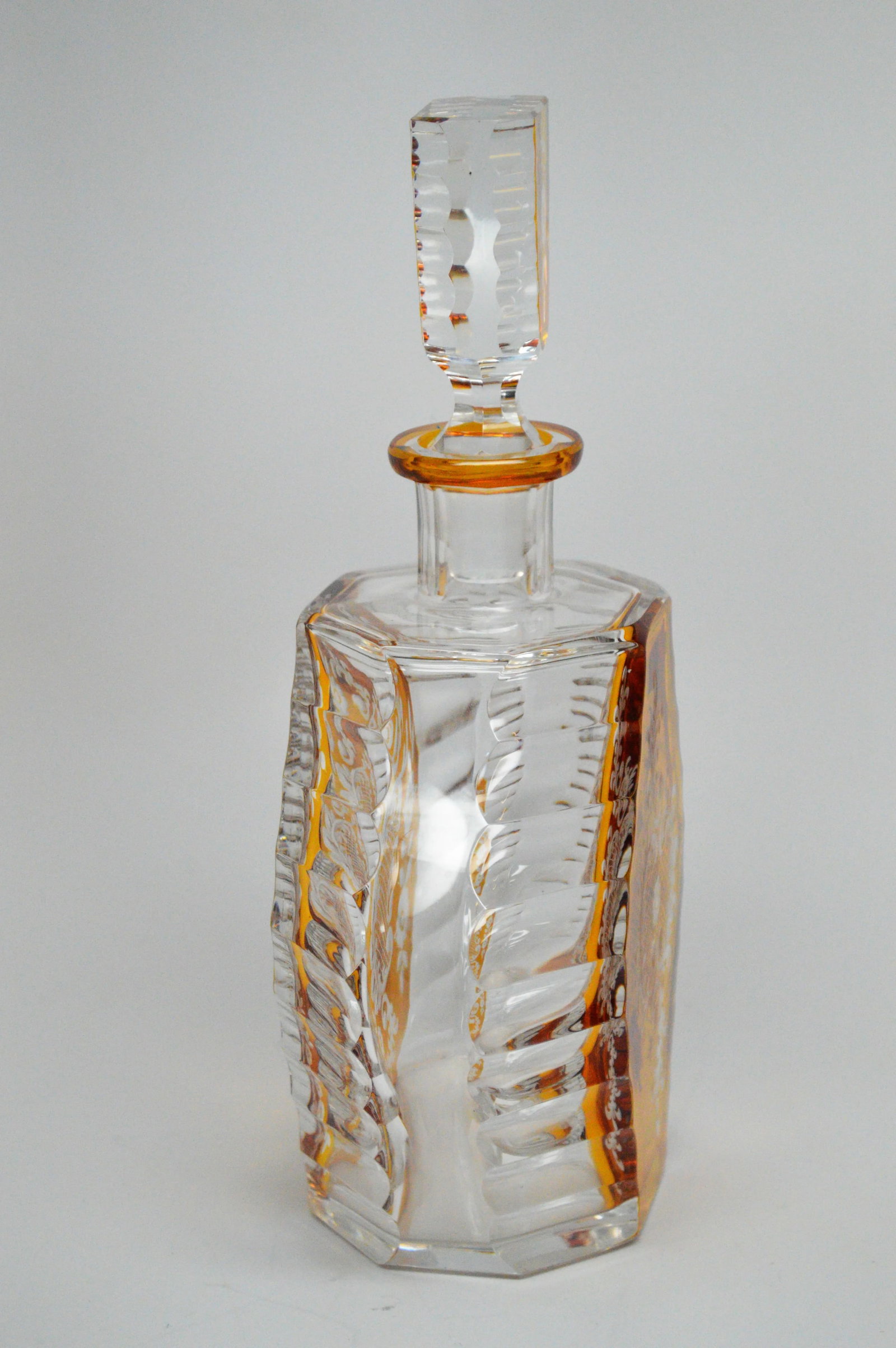 Czech Bohemian Style of Karl Palda Amber Glass Decanter Liquor Set - 6 Pieces - 5