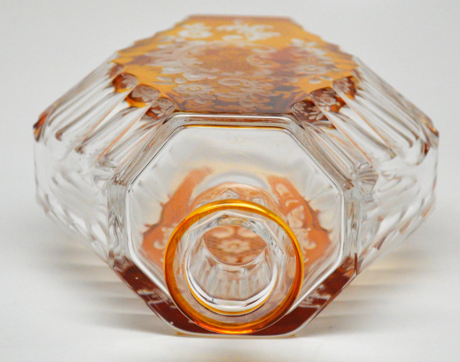 Czech Bohemian Style of Karl Palda Amber Glass Decanter Liquor Set - 6 Pieces - 6