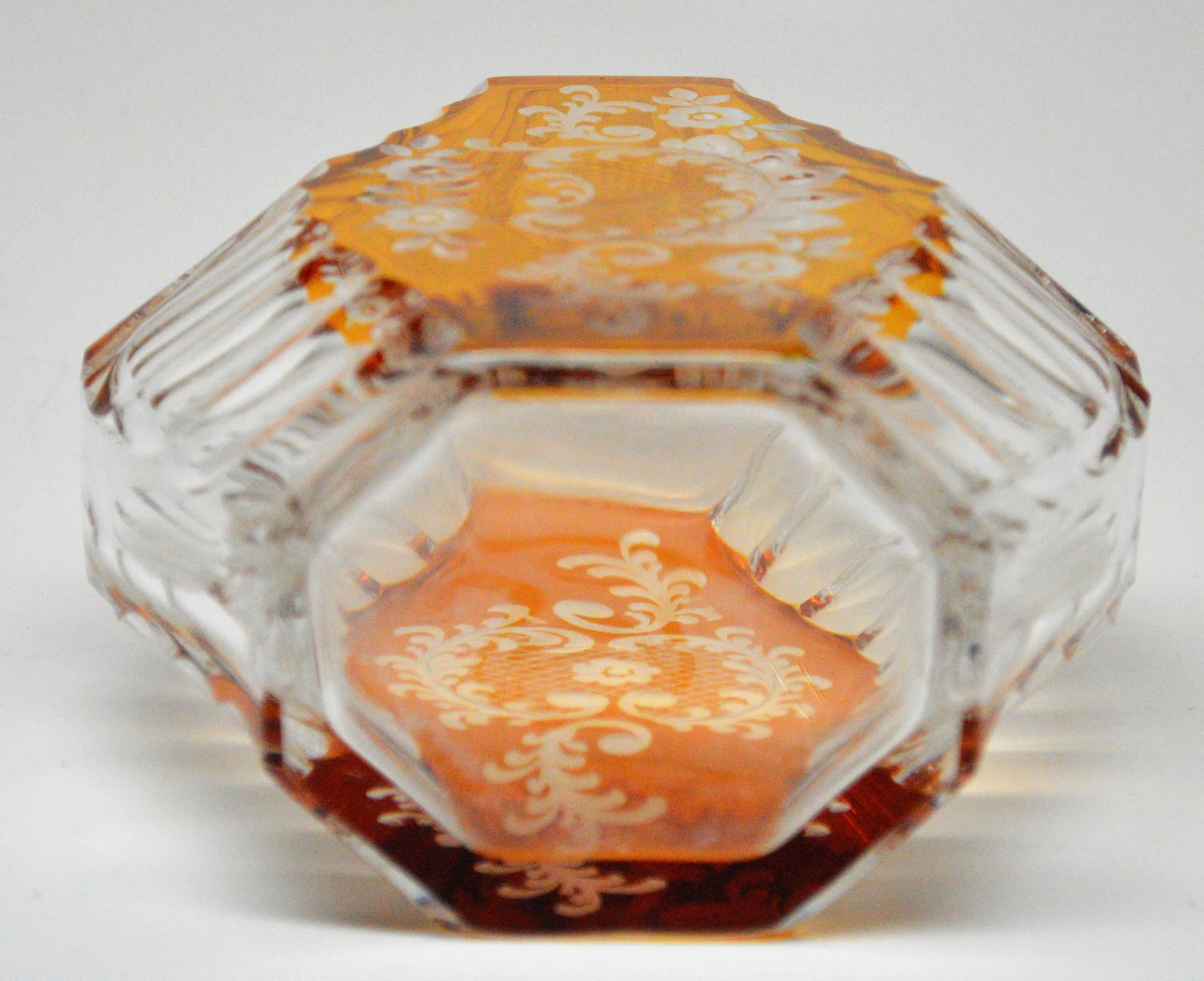 Czech Bohemian Style of Karl Palda Amber Glass Decanter Liquor Set - 6 Pieces - 7