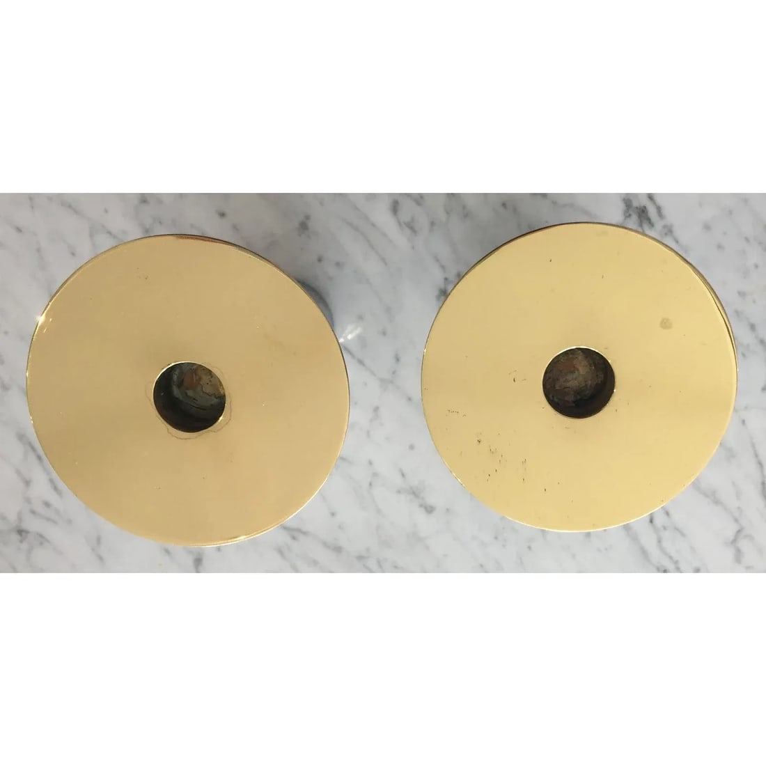 Candle Holders Chrome & Polished Brass - a Pair Candlesticks - 5