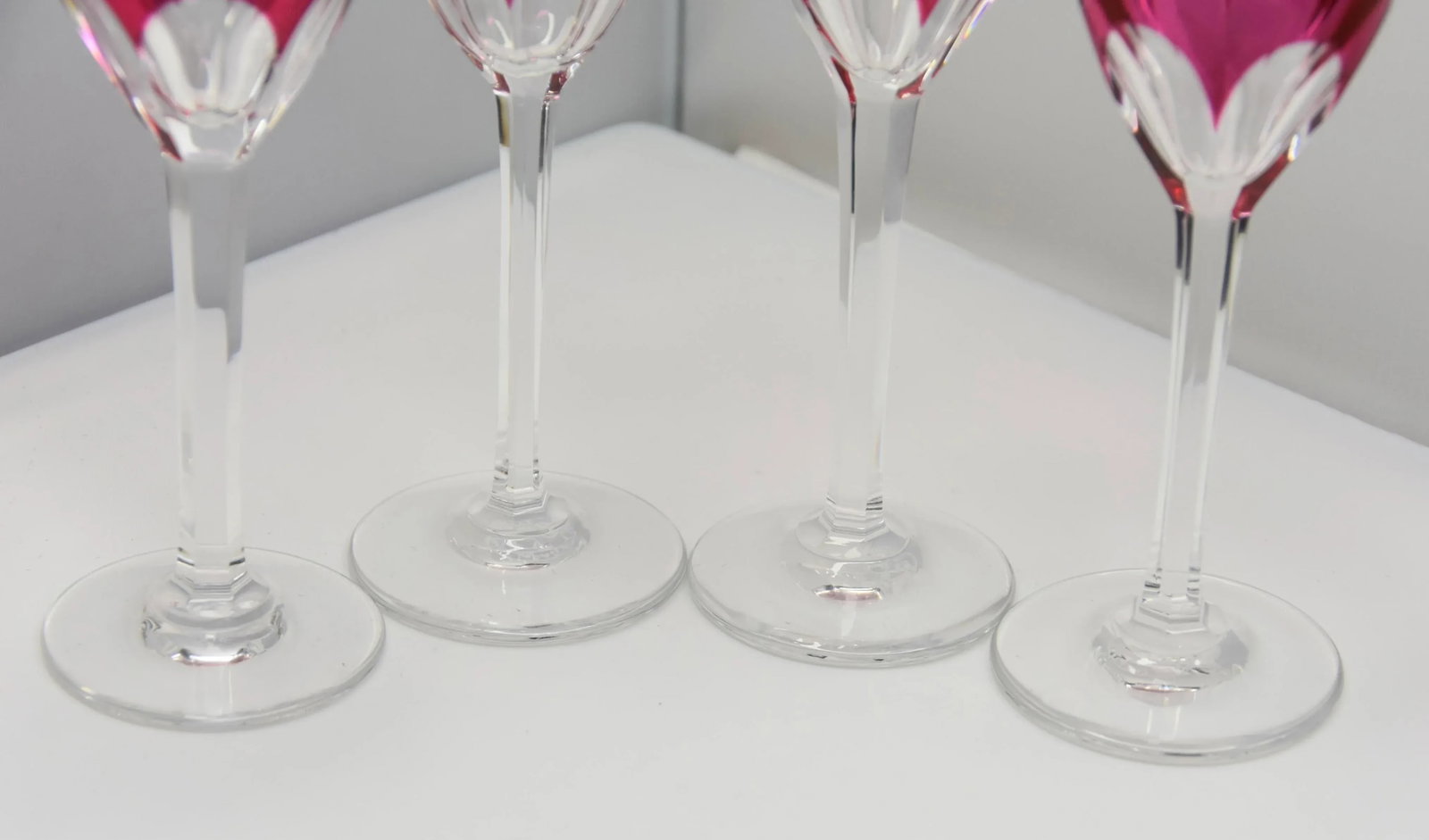 2000s Baccarat Harcourt Genova Ruby Crystal Stemmed Cordial Liqueur Shot Glasses- Set of 4 - 3
