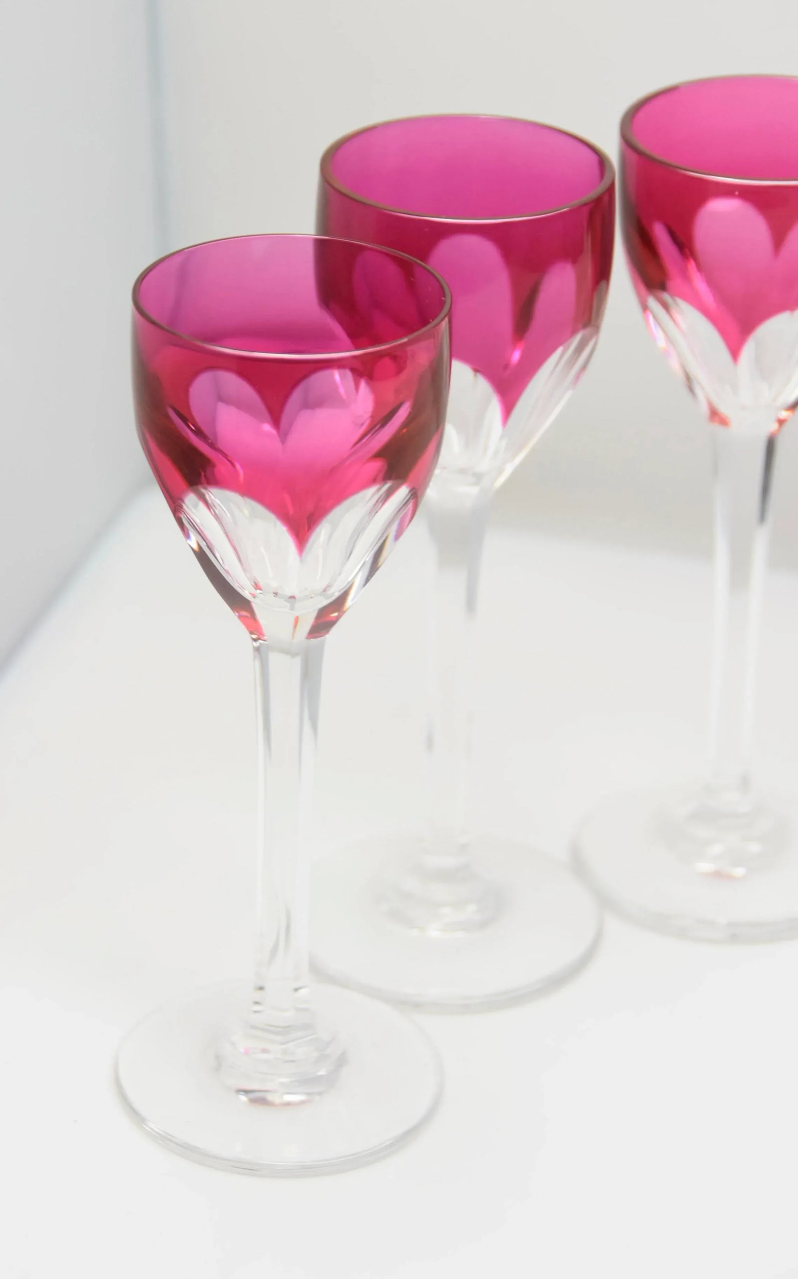 2000s Baccarat Harcourt Genova Ruby Crystal Stemmed Cordial Liqueur Shot Glasses- Set of 4 - 5